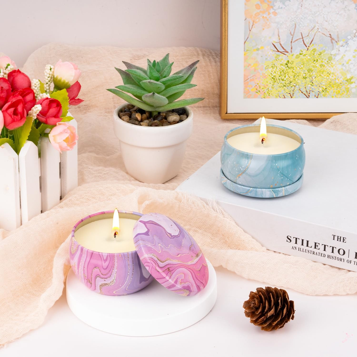Candles Gift Set for Women, Aromatherapy Candles for Home Scented 4 Pack, 80 Hou