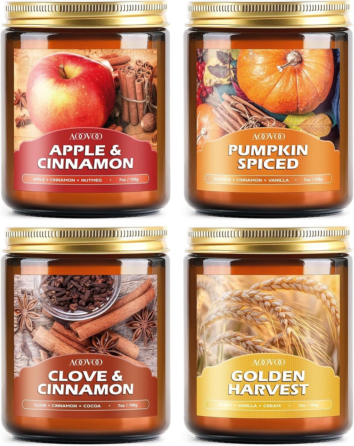 Scented Fall Candle Collection – 4 Aromatic Fragrances for Cozy Indoor Ambiance