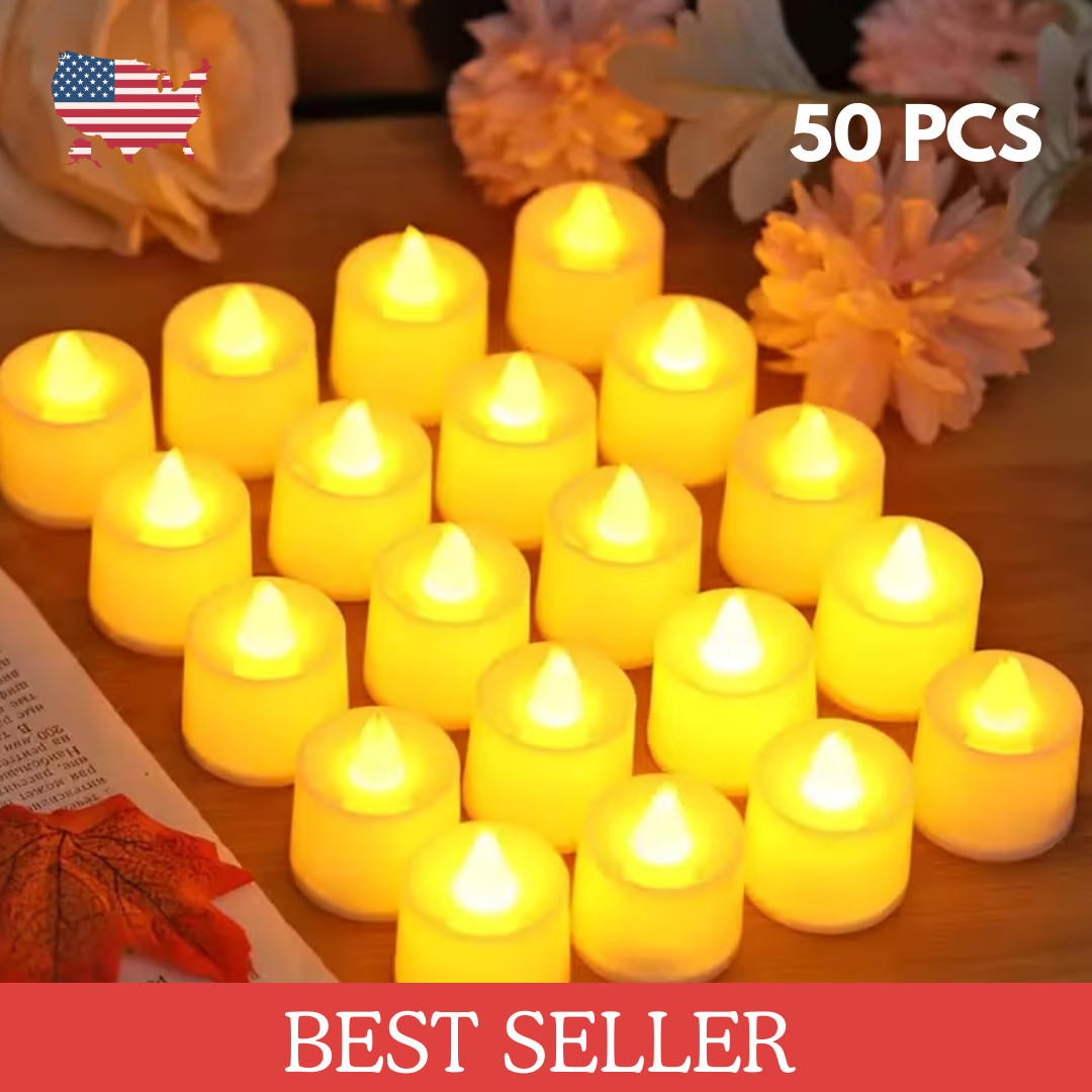 Flameless Ivory Tea Light Candles Timer 50 PCS