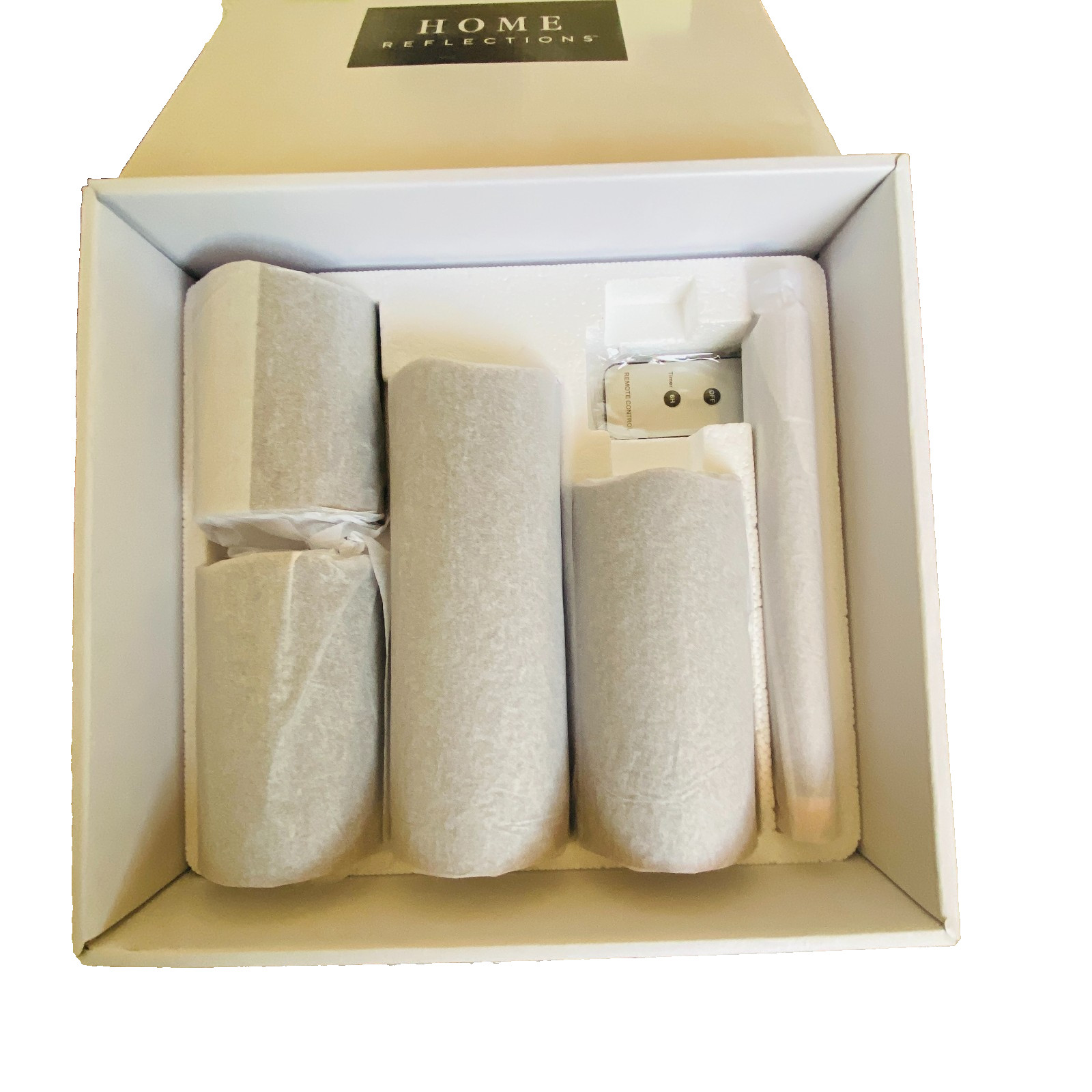 Flameless Candle Set MINK BROWN Sculptured Top Home Reflections 6 Piece Remote