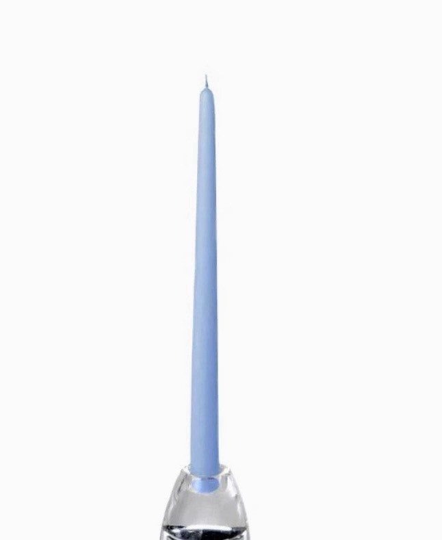 Yummi Unscented Blue Wax Taper Candle Set, 12 Pack, 8+ Hour Burn Time