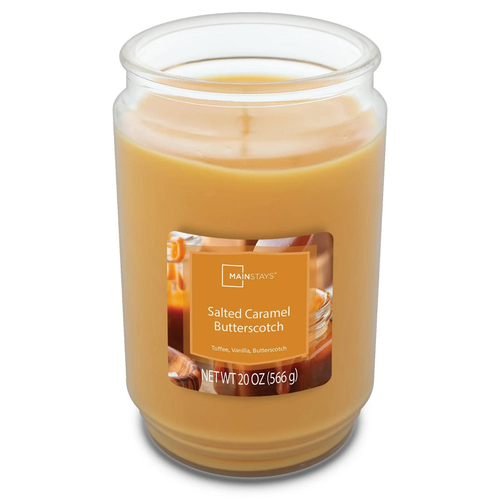 Mainstays Single-Wick Scented Glass Jar candle salted caramel Butterscotch……