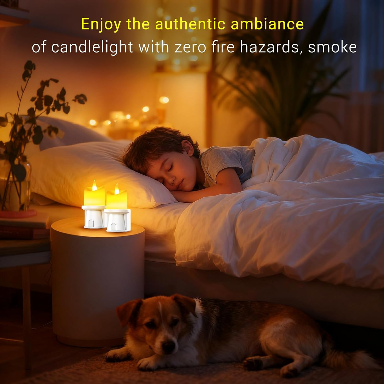 Flameless Candles Night Light with Flickering Flame, Battery Operated LED Night