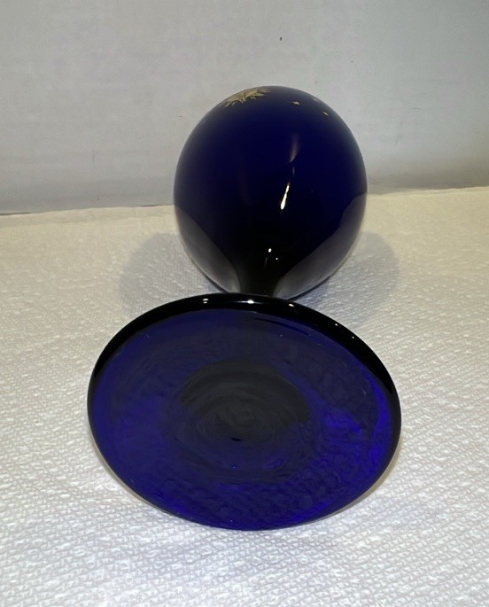 Vintage Celestial Sun Moon Stars Cobalt Blue Glass Vanilla Scent Candle 1990s