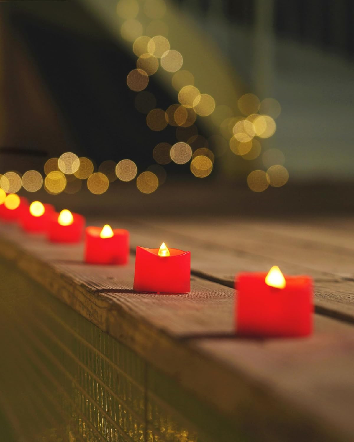 12pc Red Tea Lights Candles Battery Operated, 200hr Flameless Flickering Candles