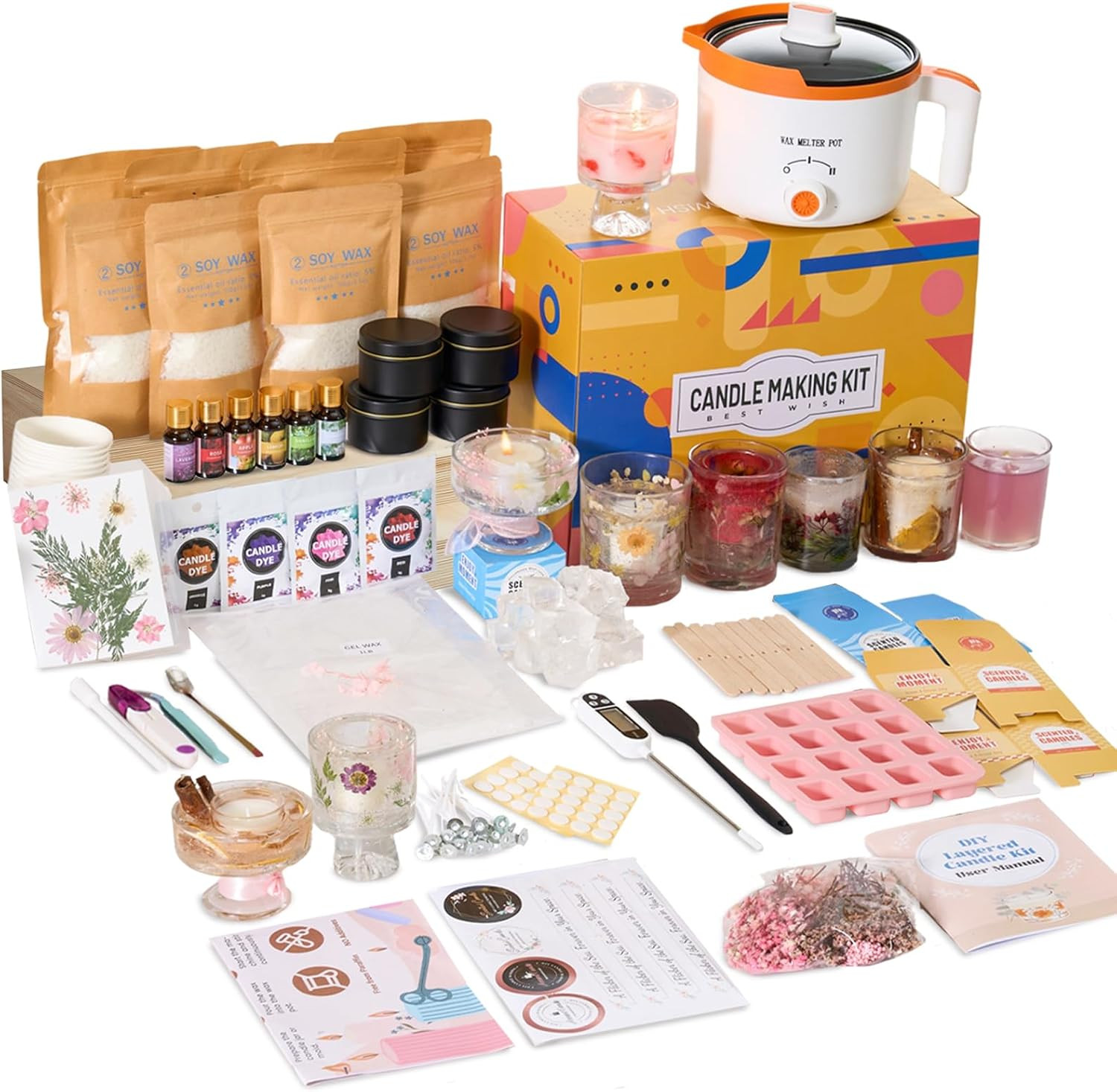 2-In-1 Soy & Jelly Wax DIY Candle Making Kit for Beginners & Adults | Complete C