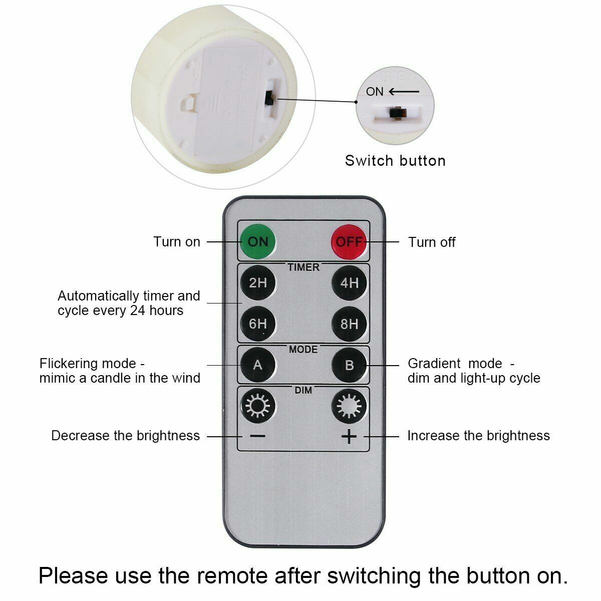 3Pcs Multi-Color Flameless LED Glass Candles Battery Remote Valentines Day Decor
