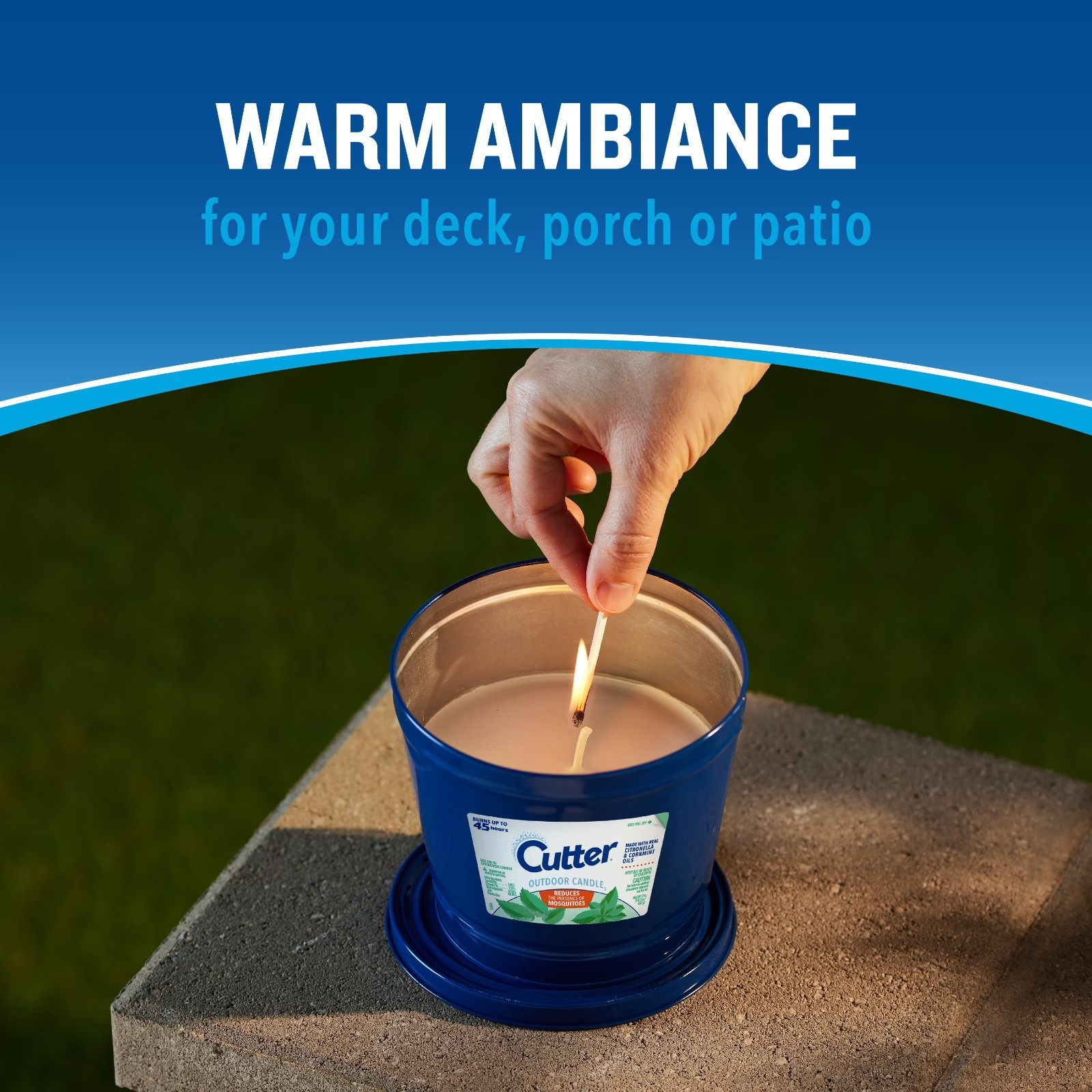 Cutter Candle, Outdoor Soy Wax Candle Made with Real Citronella Oil 17 Ounces