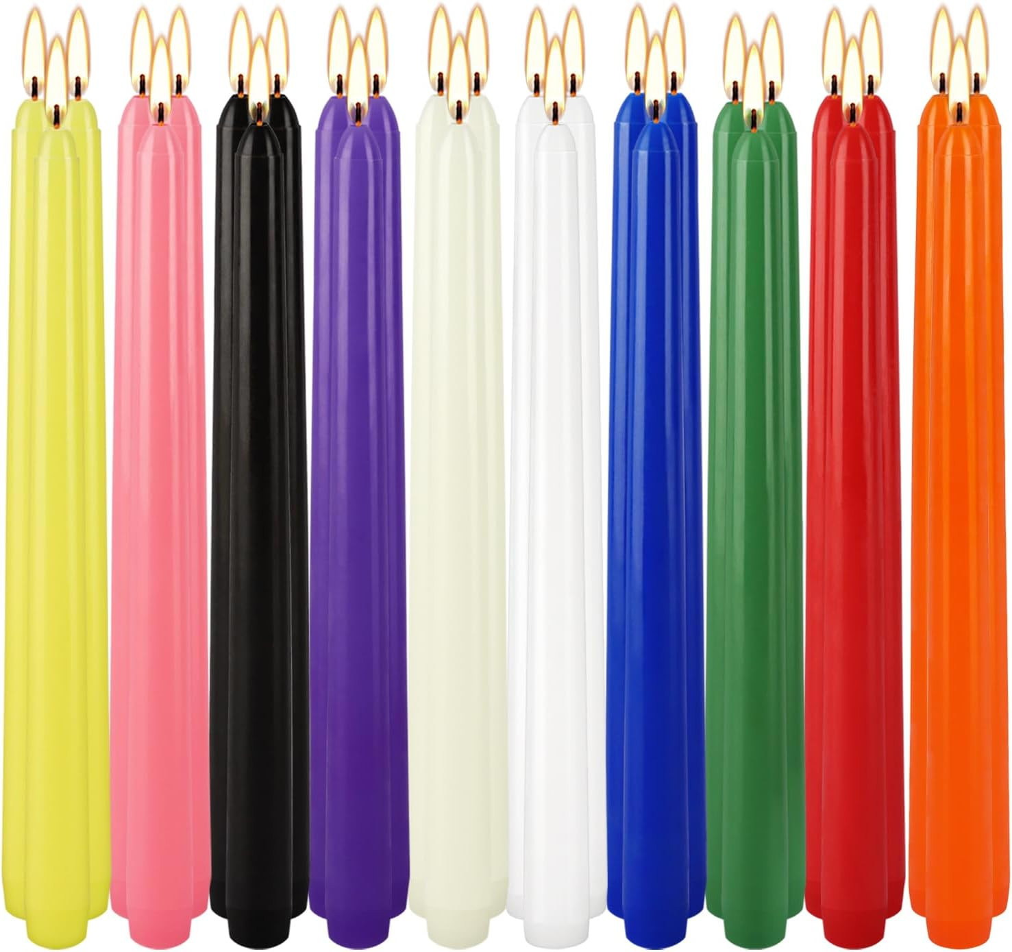 30 Pack 10 Inch Assorted Color Spell Taper Candles –Unscented Dripless,Taper Can