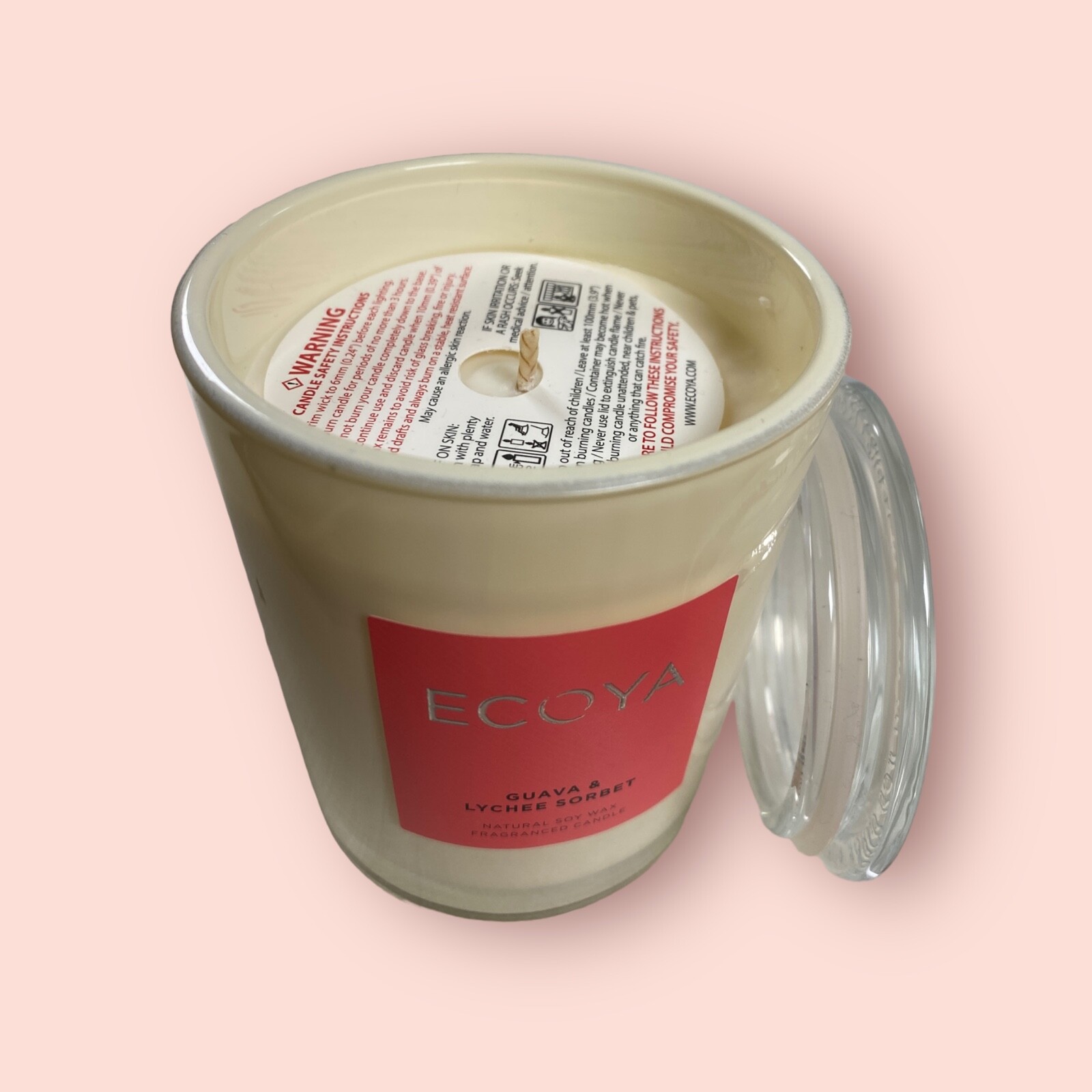Ecoya Metro Jar Natural Soy wax Candle/ Guava / 9.5 Oz-55hr Burn Time/ NEW!