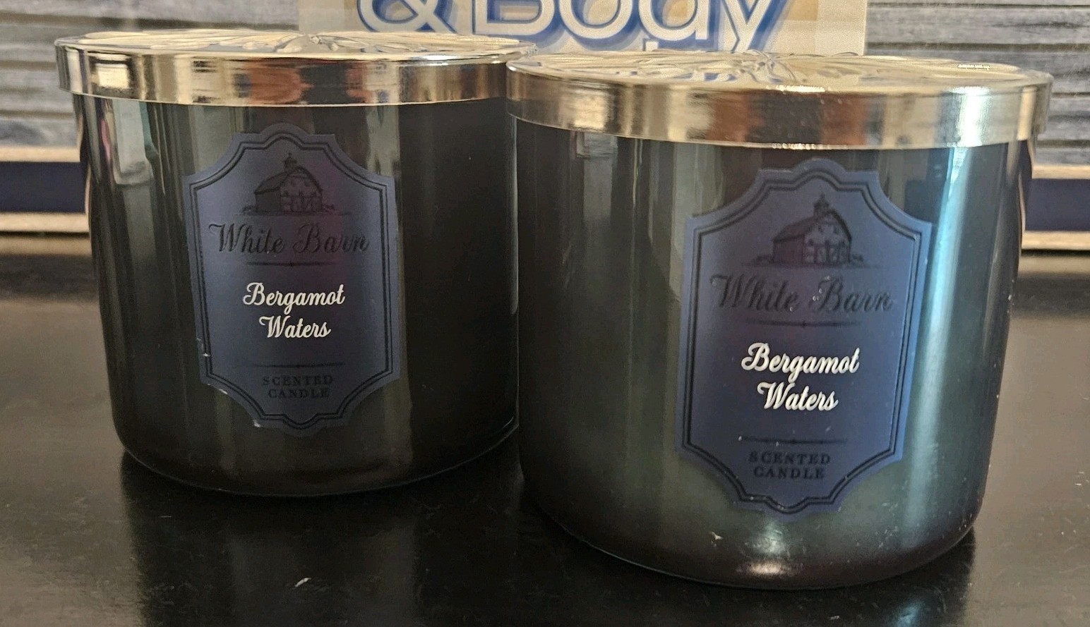 2 NEW White Barn Bergamot Water 3 Wick Scented Candle 14.5oz Bath And Body Works
