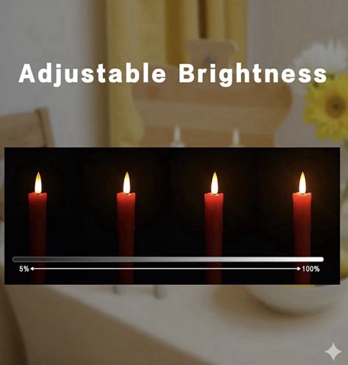 6-Pack Red Flameless LED Taper Candles w/ Remote Timer, AAA Battery, 6.7 in