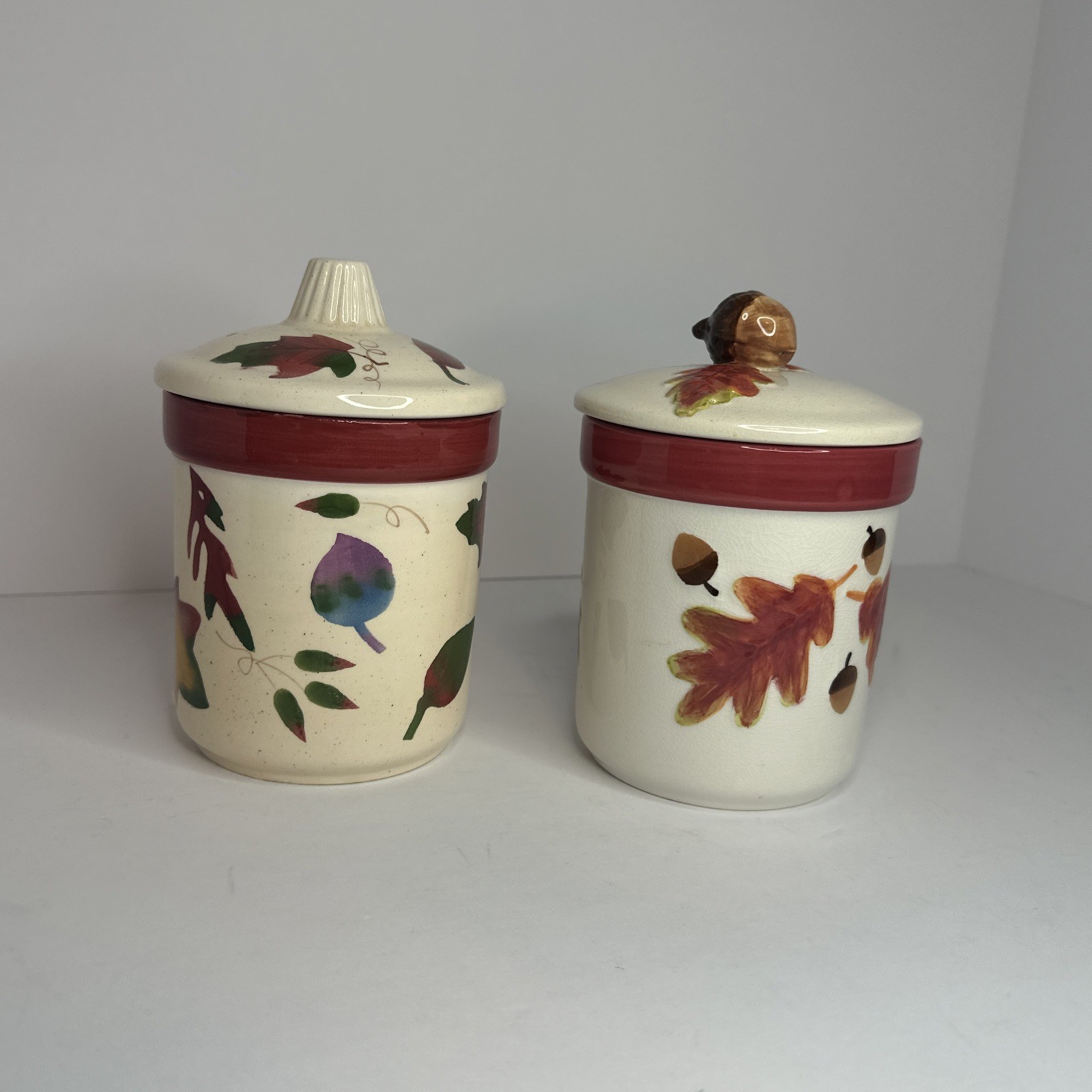 TWO HALLMARK Acorn Fall Autumn Jar Candle Scented New Leaves Maple Halloween