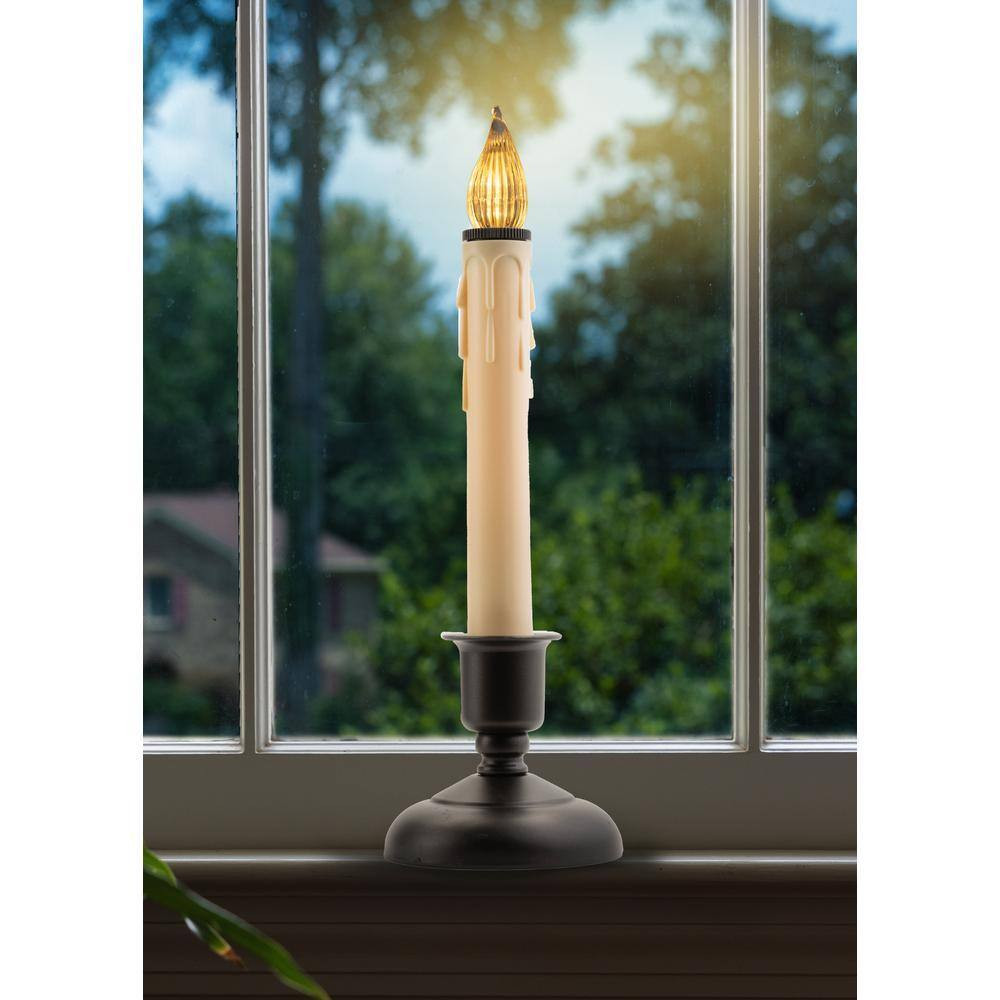 9 In. Battery Operated LED Christmas Candles with Antique Bronze Base and Timer