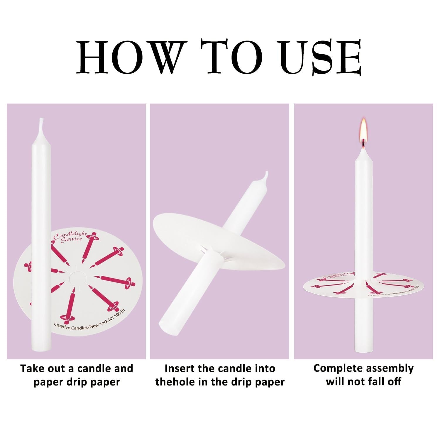 White Church Taper Candles Unscented Drip Protectors 5×1/2 Inch 100 PCS