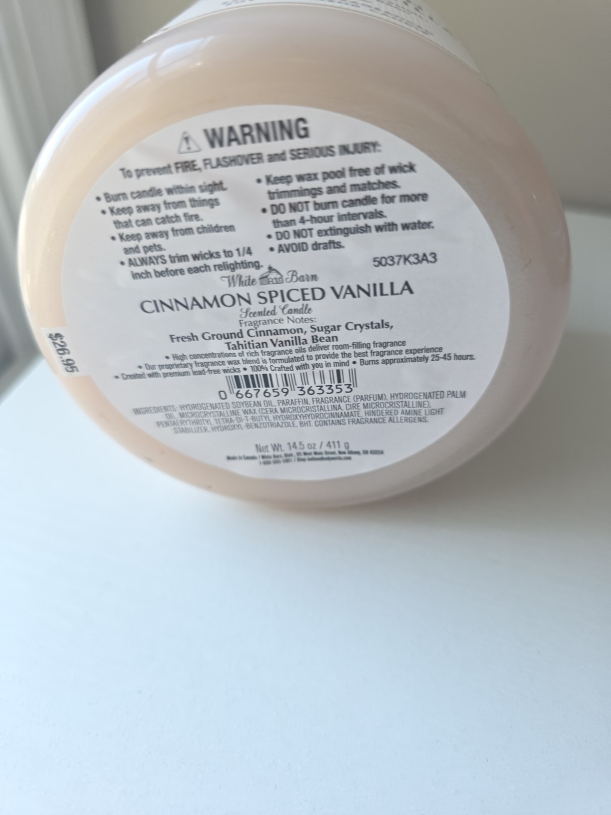 Bath and Body Works Cinnamon Spiced Vanilla 3 Wick Soy Wax Blend Candle 14.5 oz