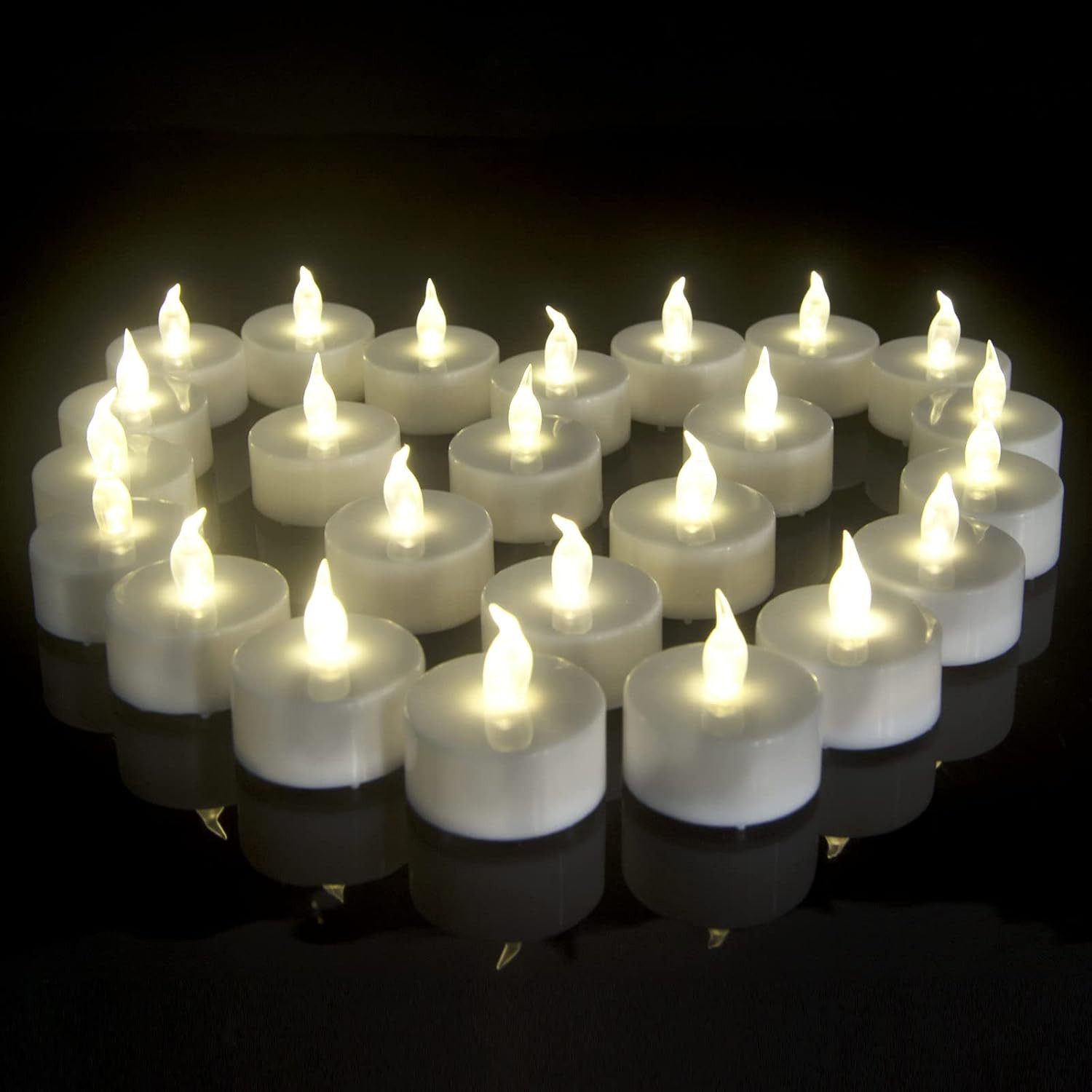 Flameless LED Tea Light Candles: 24 Pack Battery – Powered Fake Candles,Batterie
