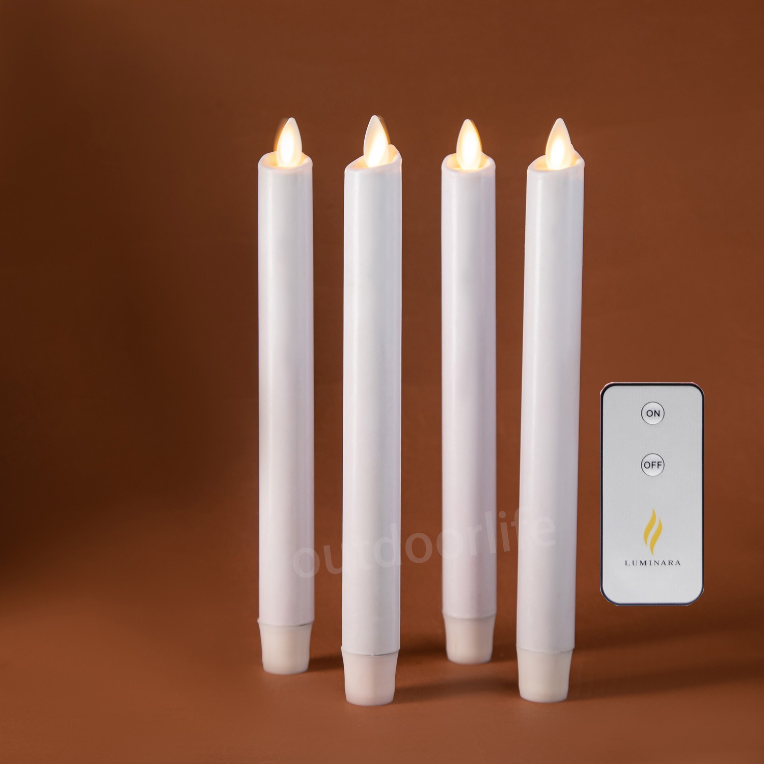 4PCS Luminara Flameless LED Wax Taper Candles with Remote Moving Wick White 9.5″