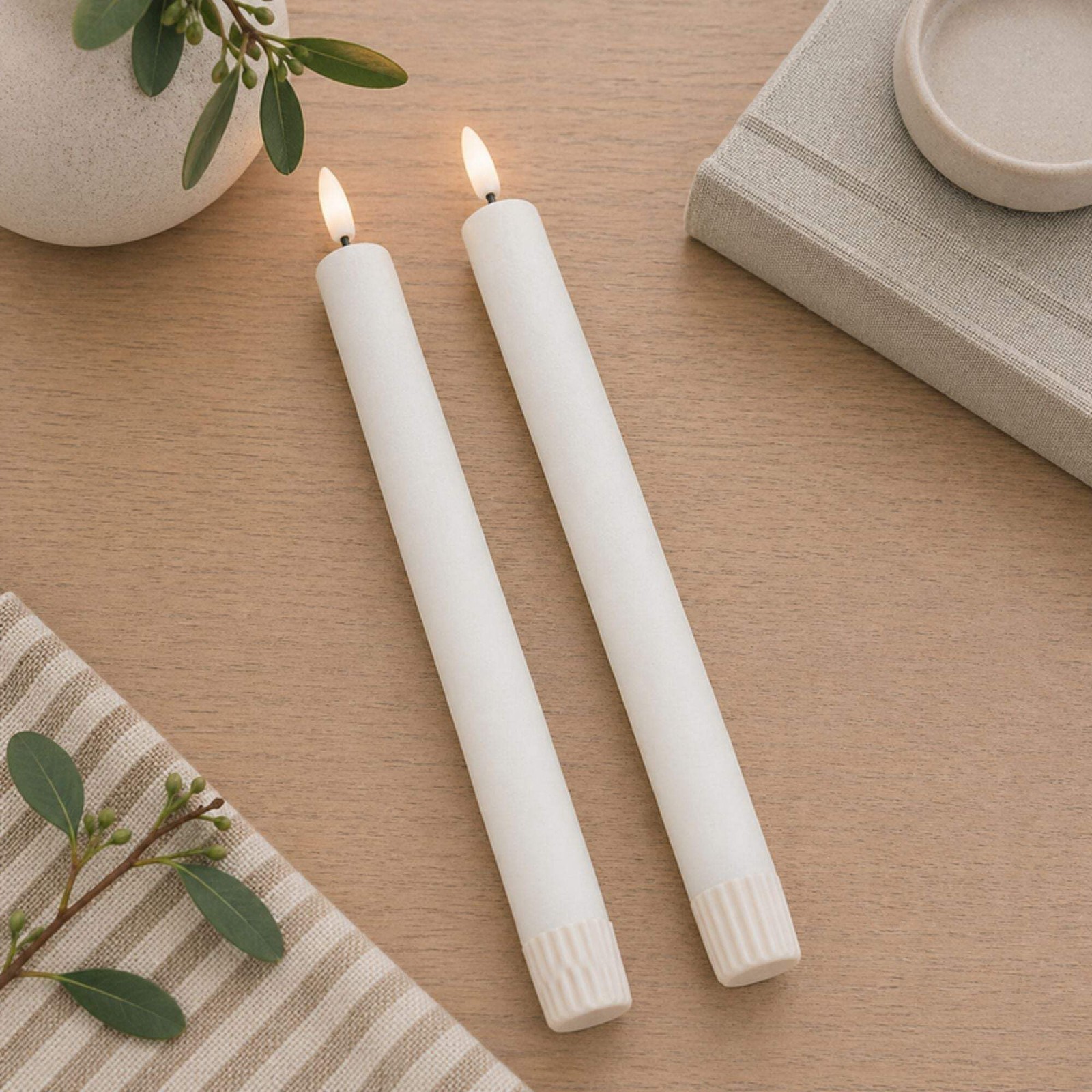FIA Wick White Taper Candle (Set – 2)