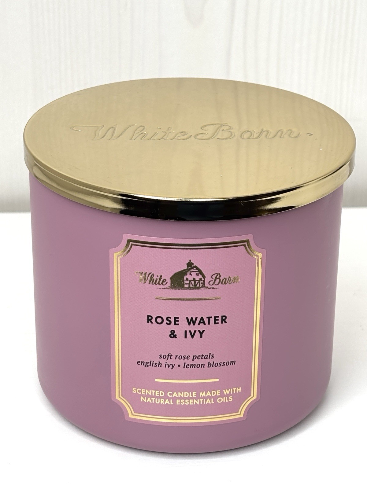 White Barn Rose Water & Ivy Spring Floral Natural Essential Oils 3-Wick Candle