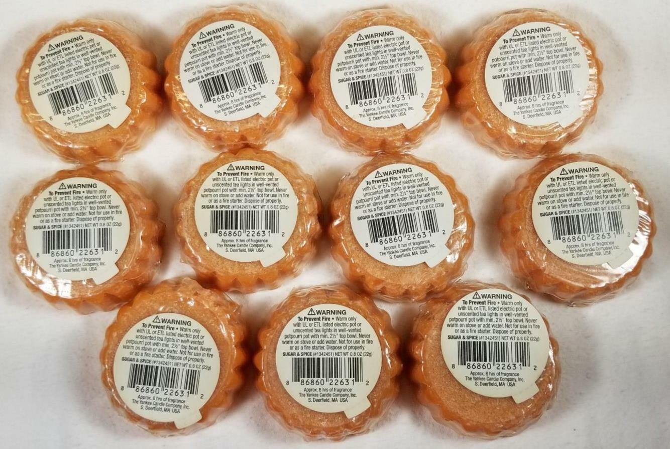 Yankee Candle Tarts: SUGAR & SPICE Wax Melts Lot of 11 Orange Brown New