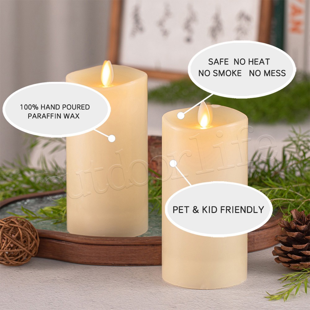 Luminara Flameless Pillar Wax Battery Operated LED Candle with Remote Ivory 4.5″