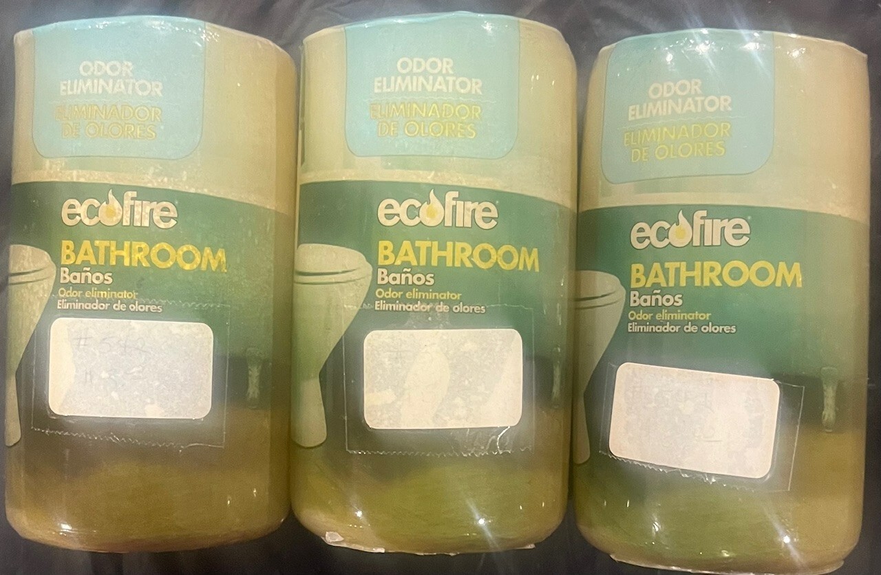 3X EcoFire Bathroom Odor Eliminator Candles ~ New