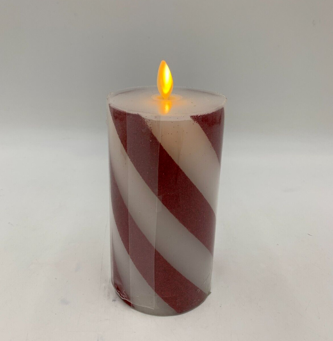 Pottery Barn Premium Flickering Flameless Candy Striped Candle 3 x 6 in #F146