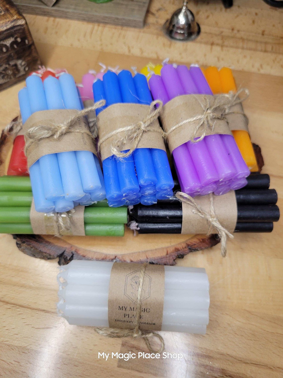 Packs of 10 colored spell candles, 4” chime candles for spells, ritual candle