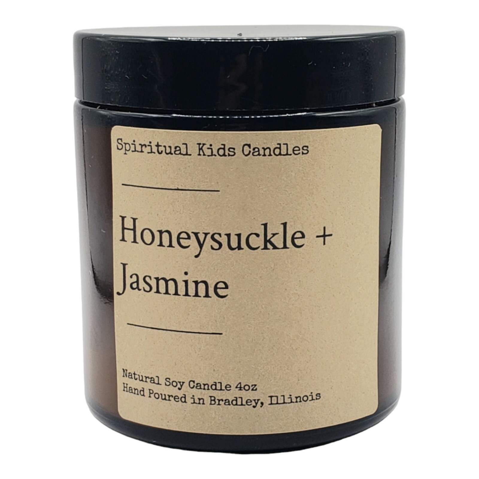 Honeysuckle Jasmine Soy Candle 4oz Glass Jar 20-25 Hour Essential Fragrant Oils