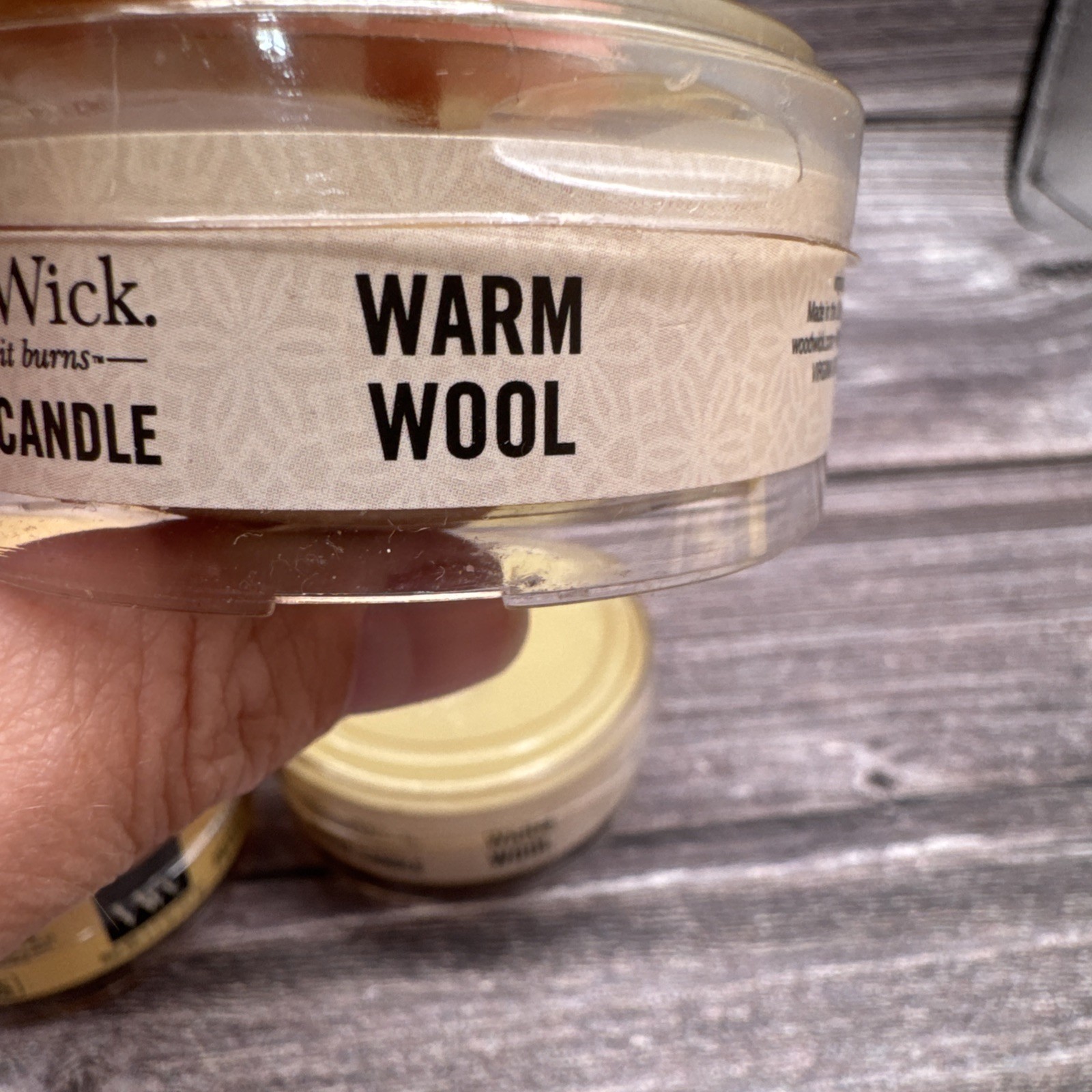 WoodWick Petite Candle Lot Of 4 Crackling Wooden Wick 1.1 oz Each Cream Tan
