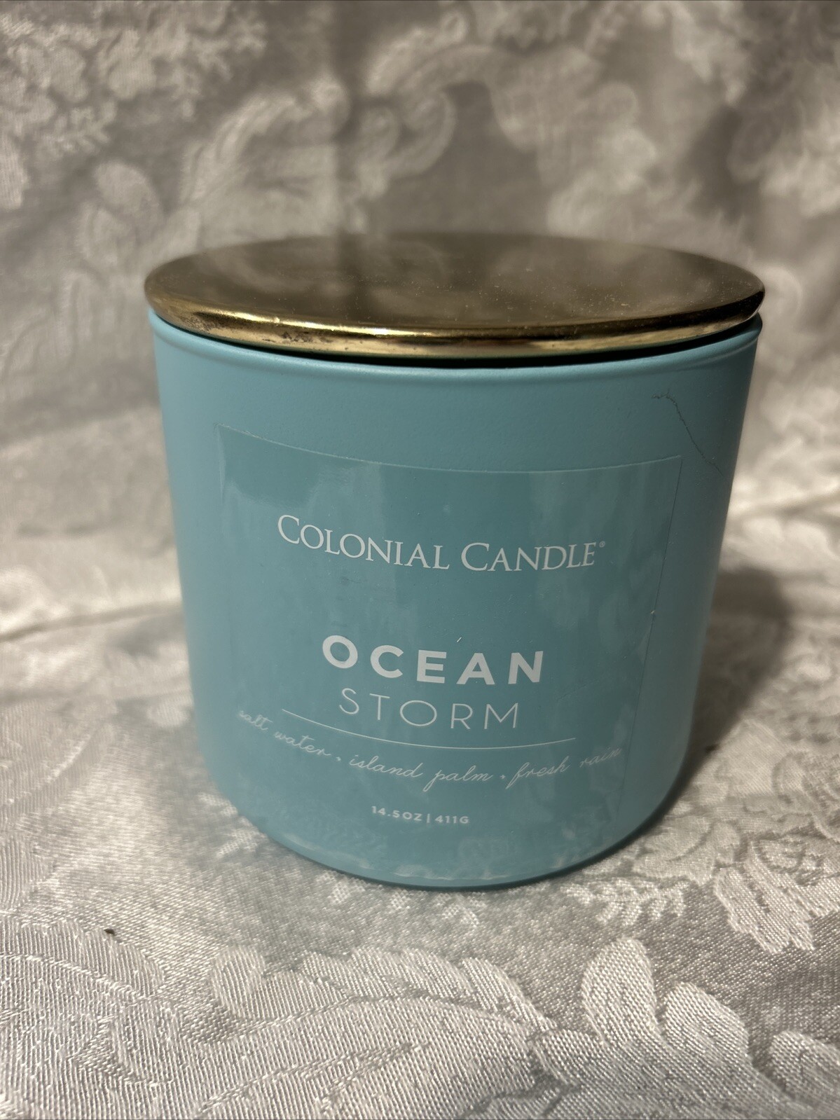 Colonial Candle Ocean Storm 14.5 oz 3 Wick Candle POP of Color FREE SHIPPING