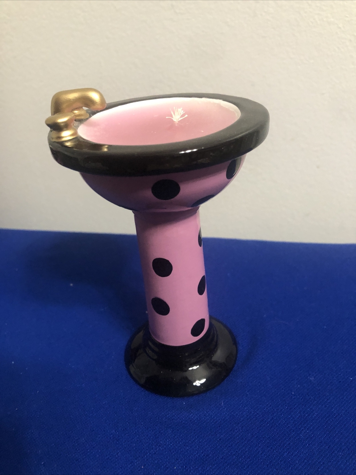 Ceramic Bathtub, Toilet & Sink Candle Set – Pink Polka Dot Design