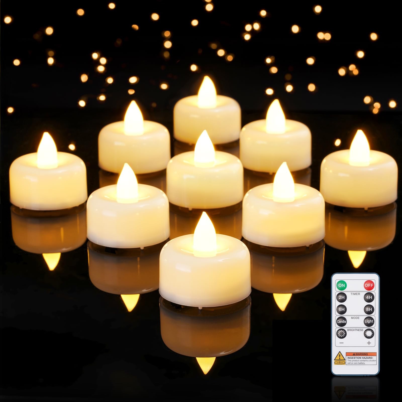 12 Pack Remote Candles, Tea Lights with Timer, 400+Hours Flickering Flameless…