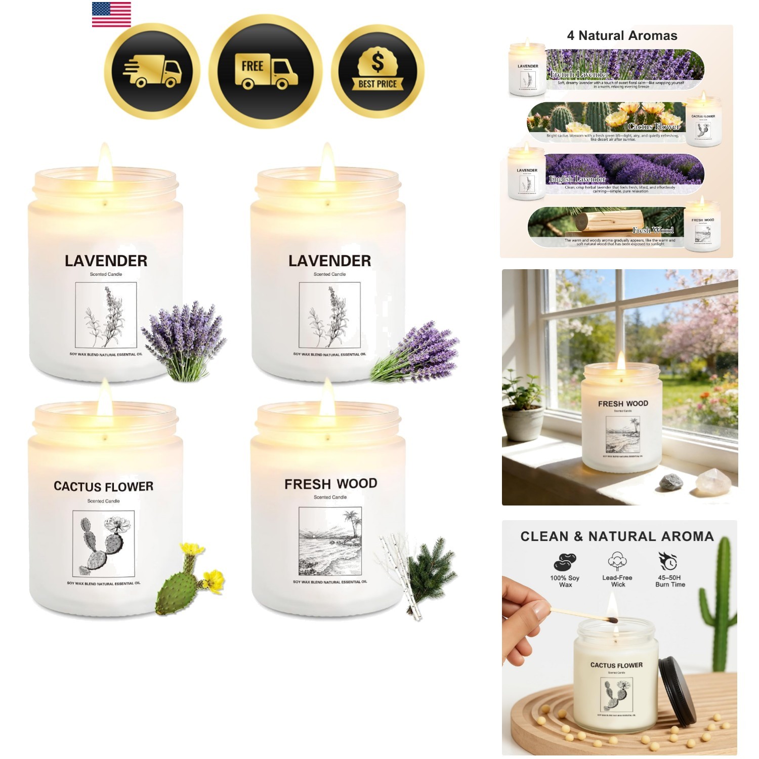 Scented Candles for Home,4 Pack Soy Candle Gift Set with 4 Fragrance Scents,A…