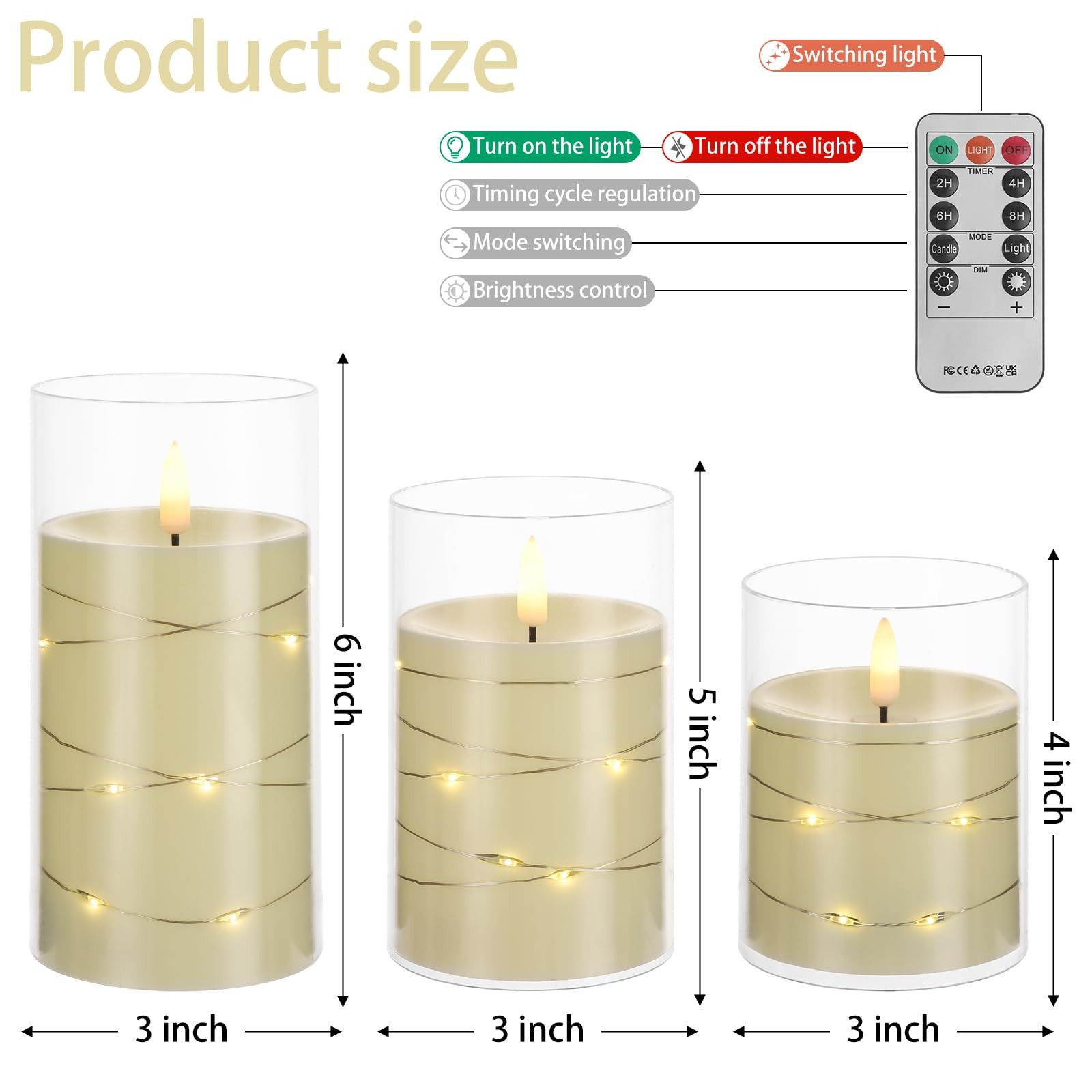White Flameless Candles with remote, Faux Candles for Living Room Decor