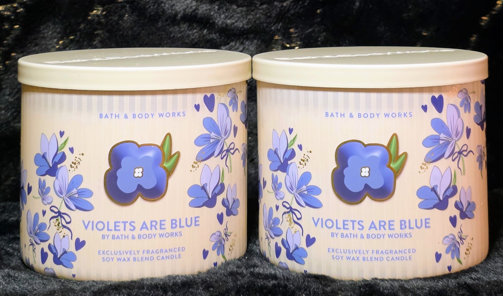 HTF Bath & Body Works Violets Are Blue Three Wick Candles x2- NEW