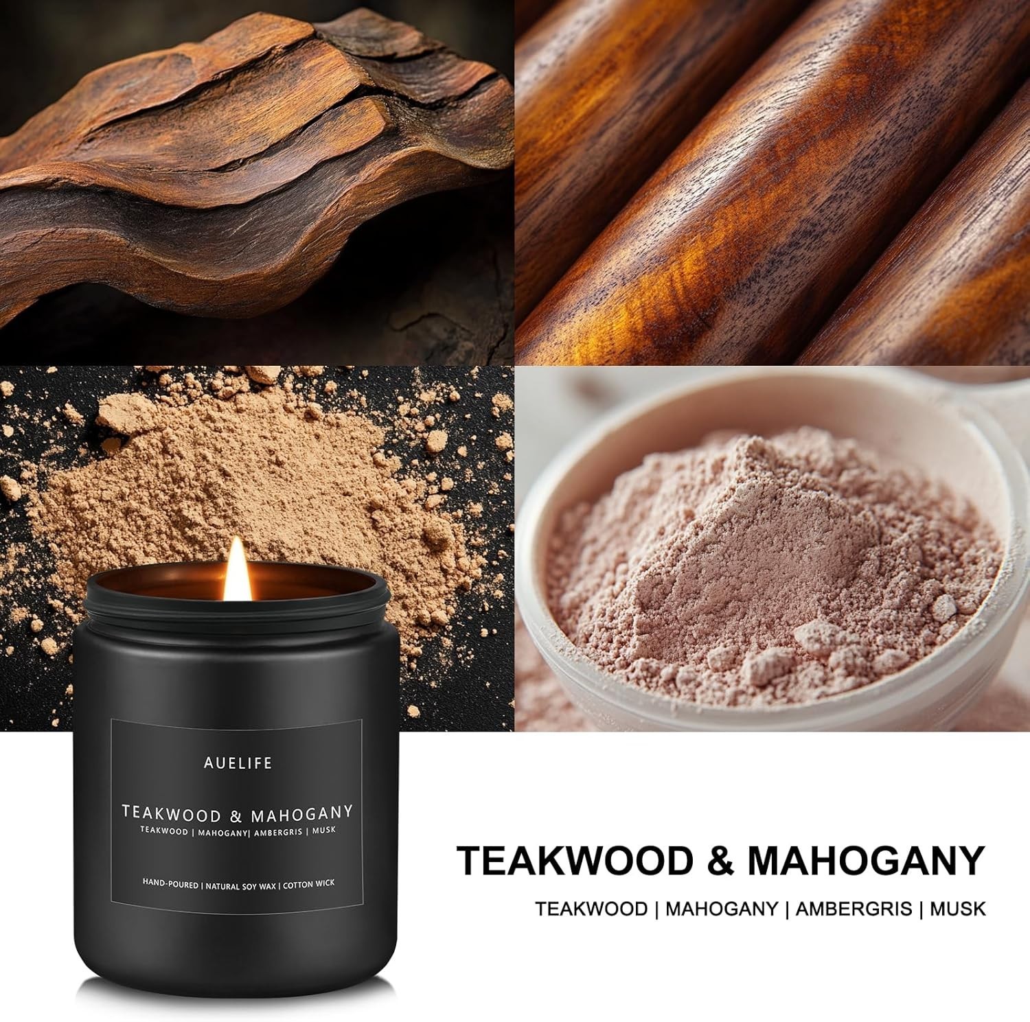 Sophisticated Teakwood & Mahogany Candle – Indoor Aromatherapy – 7oz Design