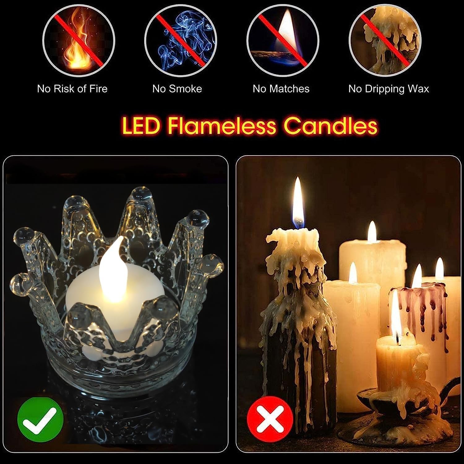 Rechargeable Candles Tea Lights with Remote Timer,Battery Operated Flameless LED