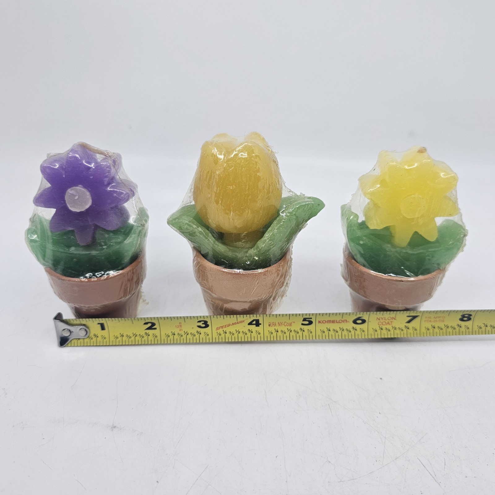 Spring Mini Flower Candles in Terracotta Pot Decor Rose Daisy Purple Yellow 3.75