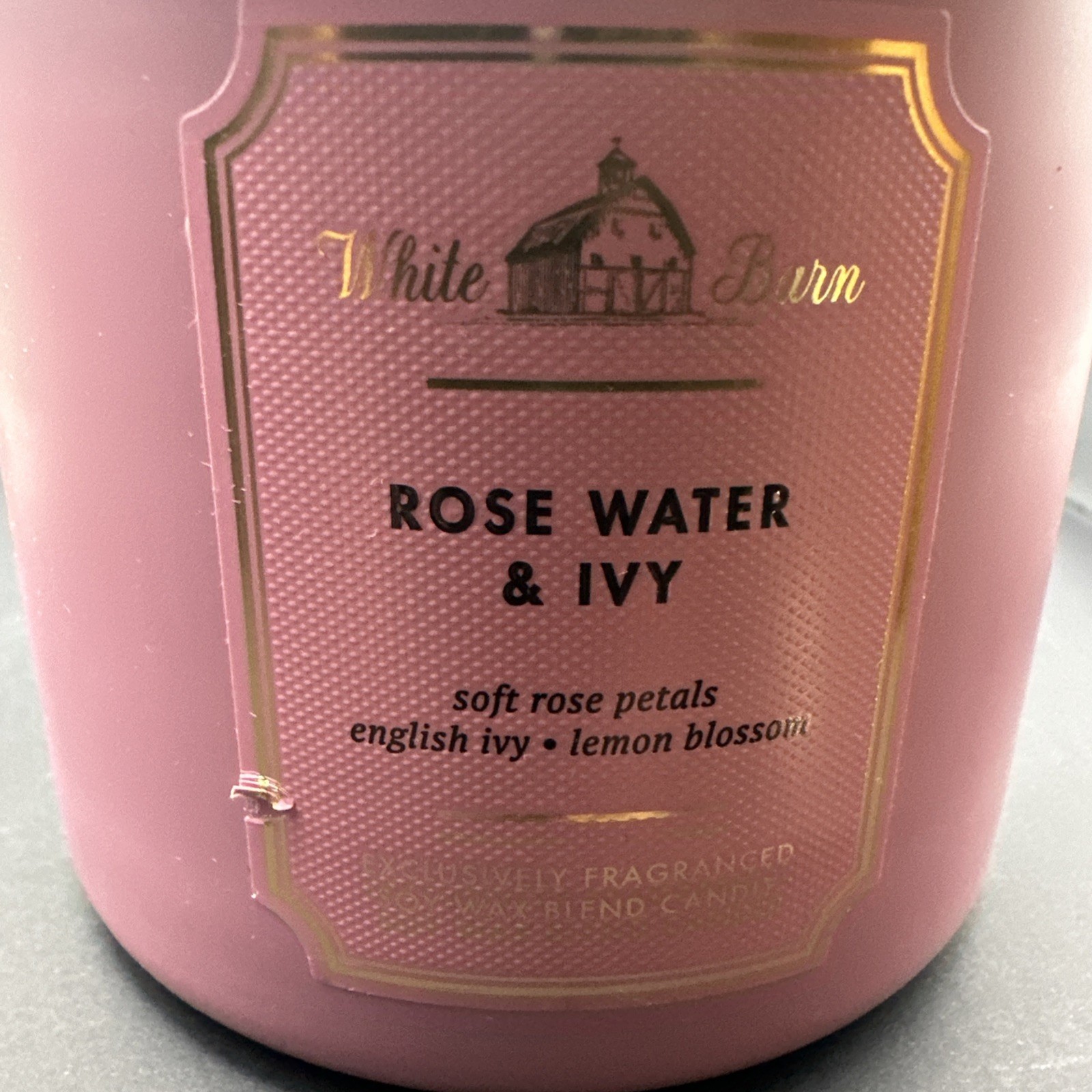 White Barn Rose Water & Ivy Scented Candle Pink Jar 3-Wick Round 14.5oz 1416