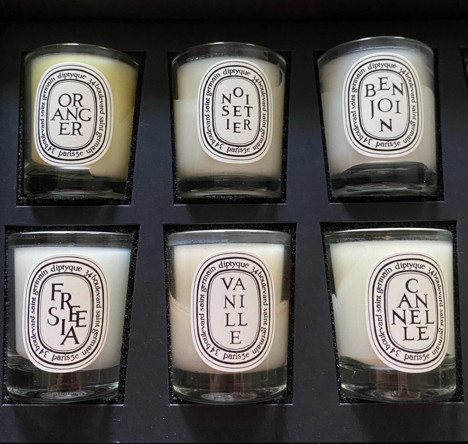 DIPTYQUE FREESIA BENJOIN SANTAL VANILLE CANNELLE NOISETIER ORANGER MINI CANDLE