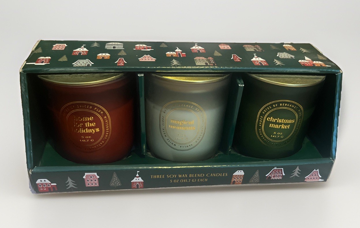 Soy Wax Blend Holiday Candles Set of 3 home for the holidays magical moments