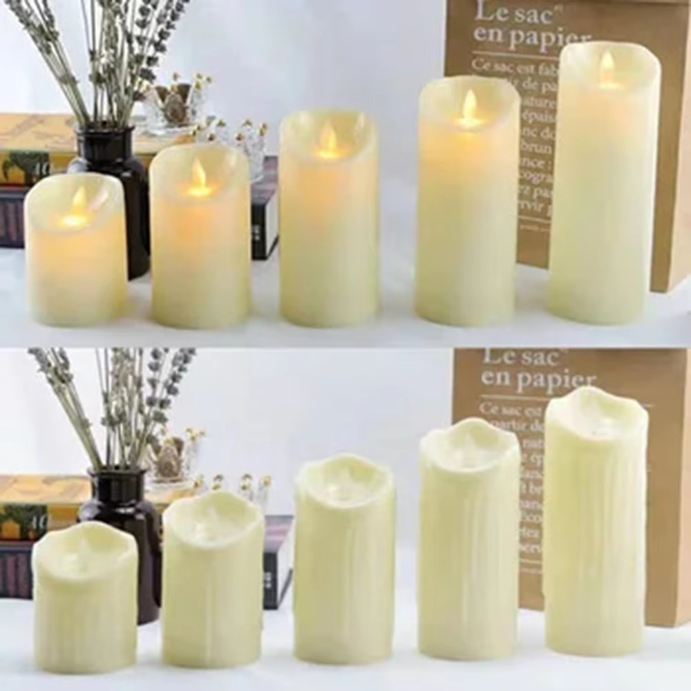 LED Flameless Candles Wax Pillar Battery Operated Candle Remote Control Timer