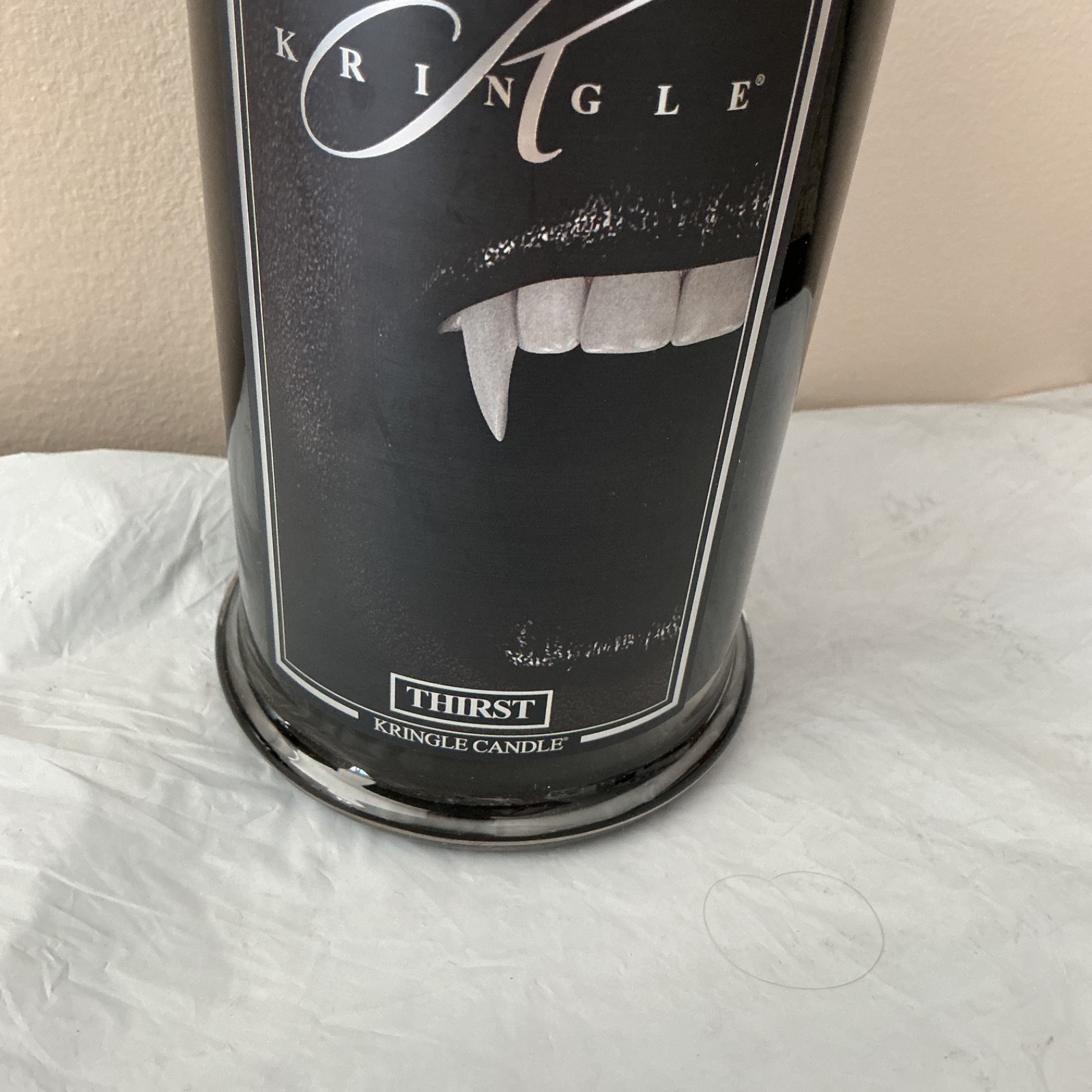 New Kringle Candle Halloween THIRST Large 2-Wick Black Jar 2023 Wood Cognac