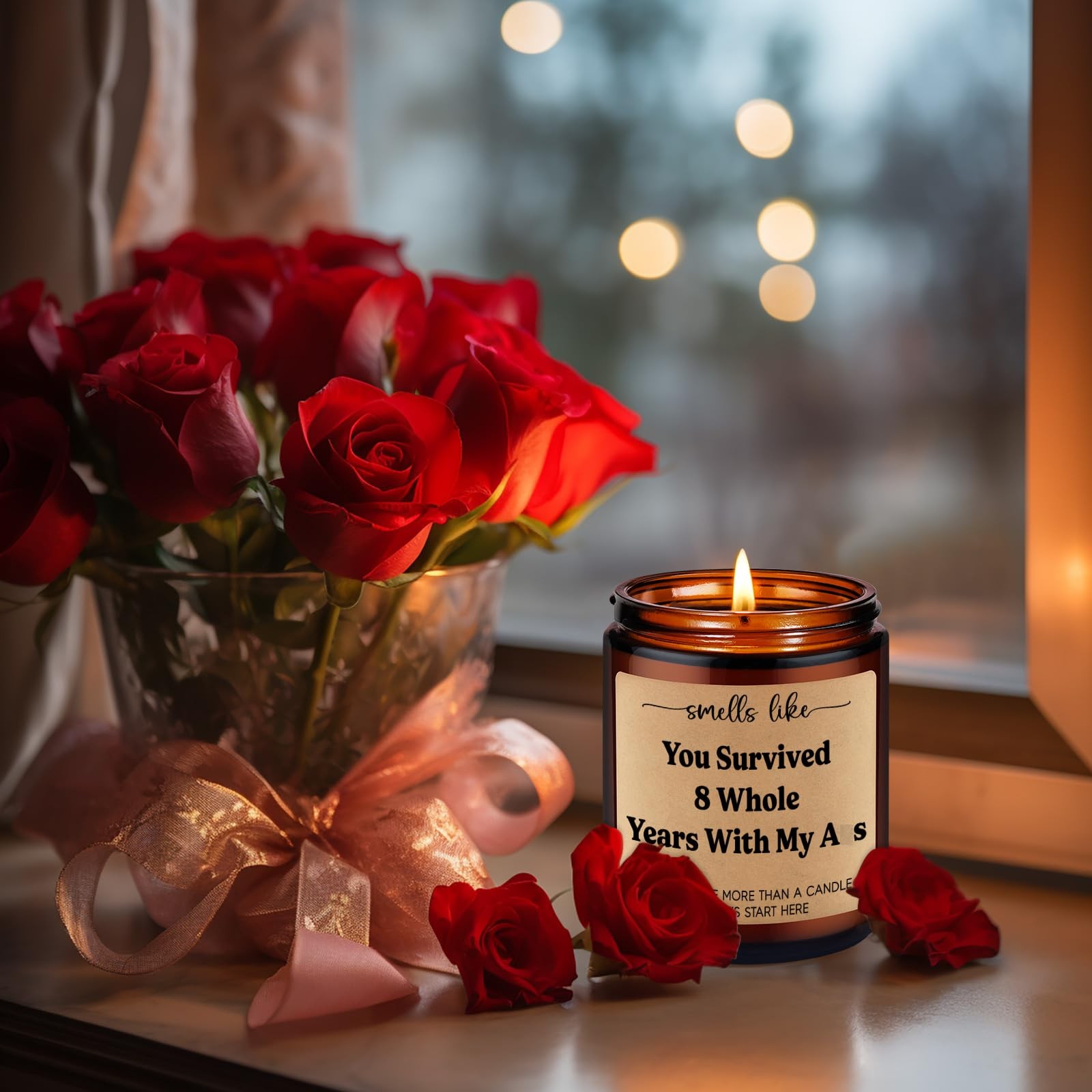 Bronze 8 Year Anniversary Candle Eighth Wedding Gift Present Her Him Wife