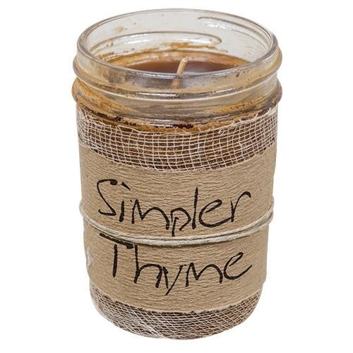 NEW PRIMITIVE JAR CANDLE SIMPLER THYME USA 8 Ounces Brown Nutmeg Cream FARMHOUSE