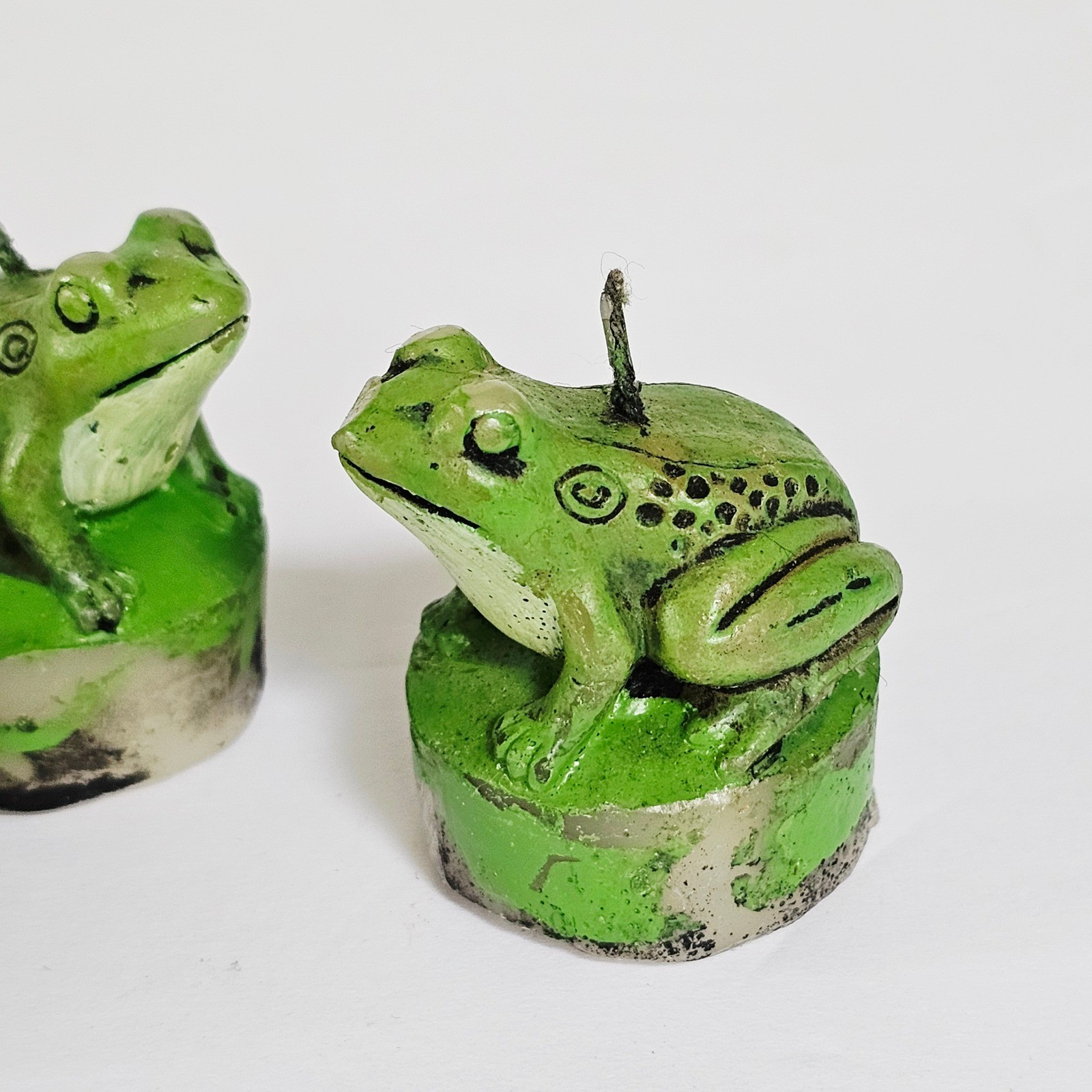 Vintage Frog Tealight Candles Set 3 Cottagecore Decor Nature Rain Forest Garden