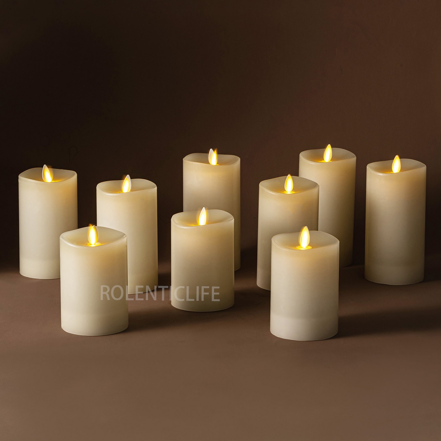 3″ Luminara Flameless LED Pillar Wax Battery Candles w/Remote Moving Wick Ivory