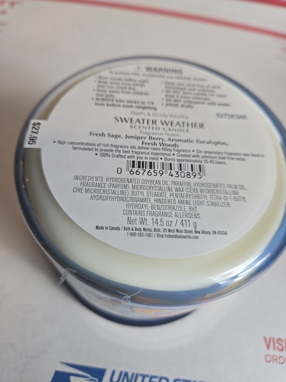 Bath & Body Works SWEATER WEATHER Scented 3 Wick CANDLE 25-45 Hrs NEW